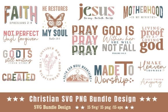 Christian Quote SVG PNG Bundle Design: Graphics for Crafts & Faith-Based Brands