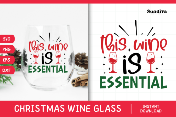 Christmas Wine Glass Quote SVG 2: Graphics for Crafts & Holiday Branding