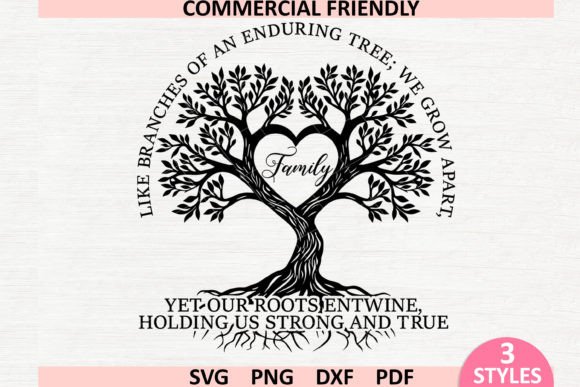 Family Tree Quote SVG & Tree of Life Graphics for Crafts
