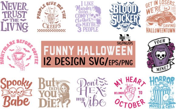 Funny Halloween Quote SVG PNG Bundle: Graphics for Crafts & Campaigns