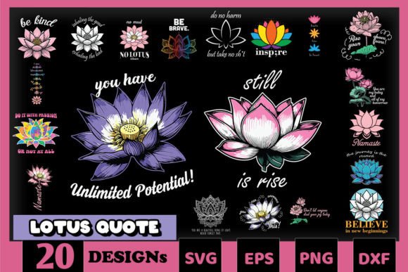 Lotus Quote SVG Bundle: Graphics for Crafts & Content